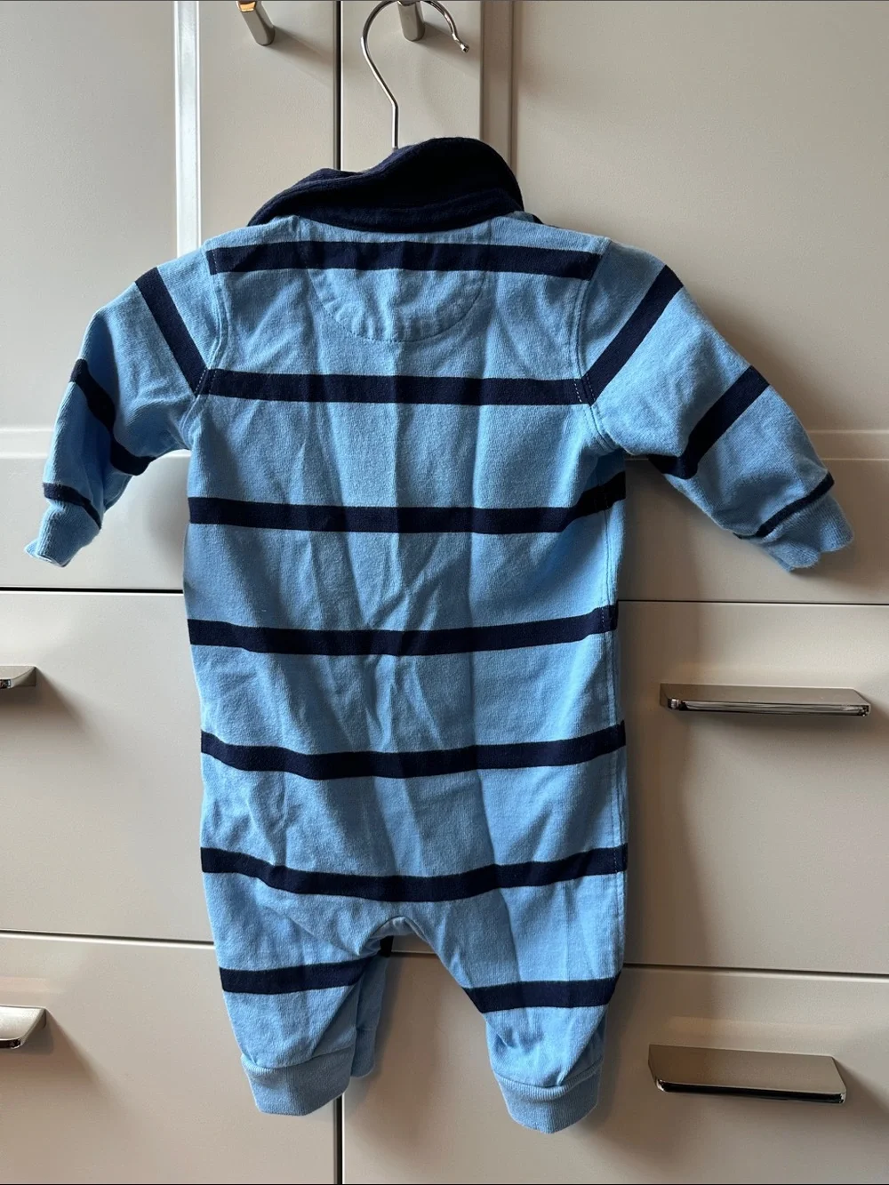 Ralph Lauren Classic Blue Striped Baby One-Piece Romper
